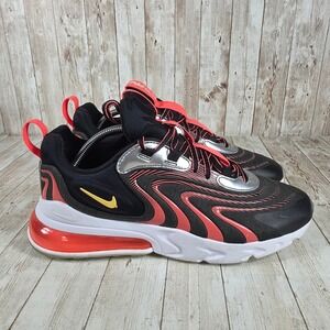 Nike‎ Air Max 270 React Running Shoes Sneakers Black Orange CW7302-001 10.5